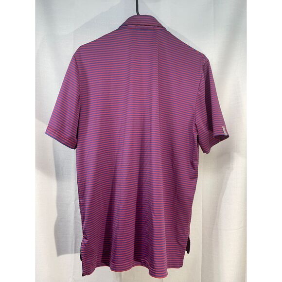 RLX Men's Golf Polo Red Blue Stripes Logo Size M EUC - Picture 3 of 7